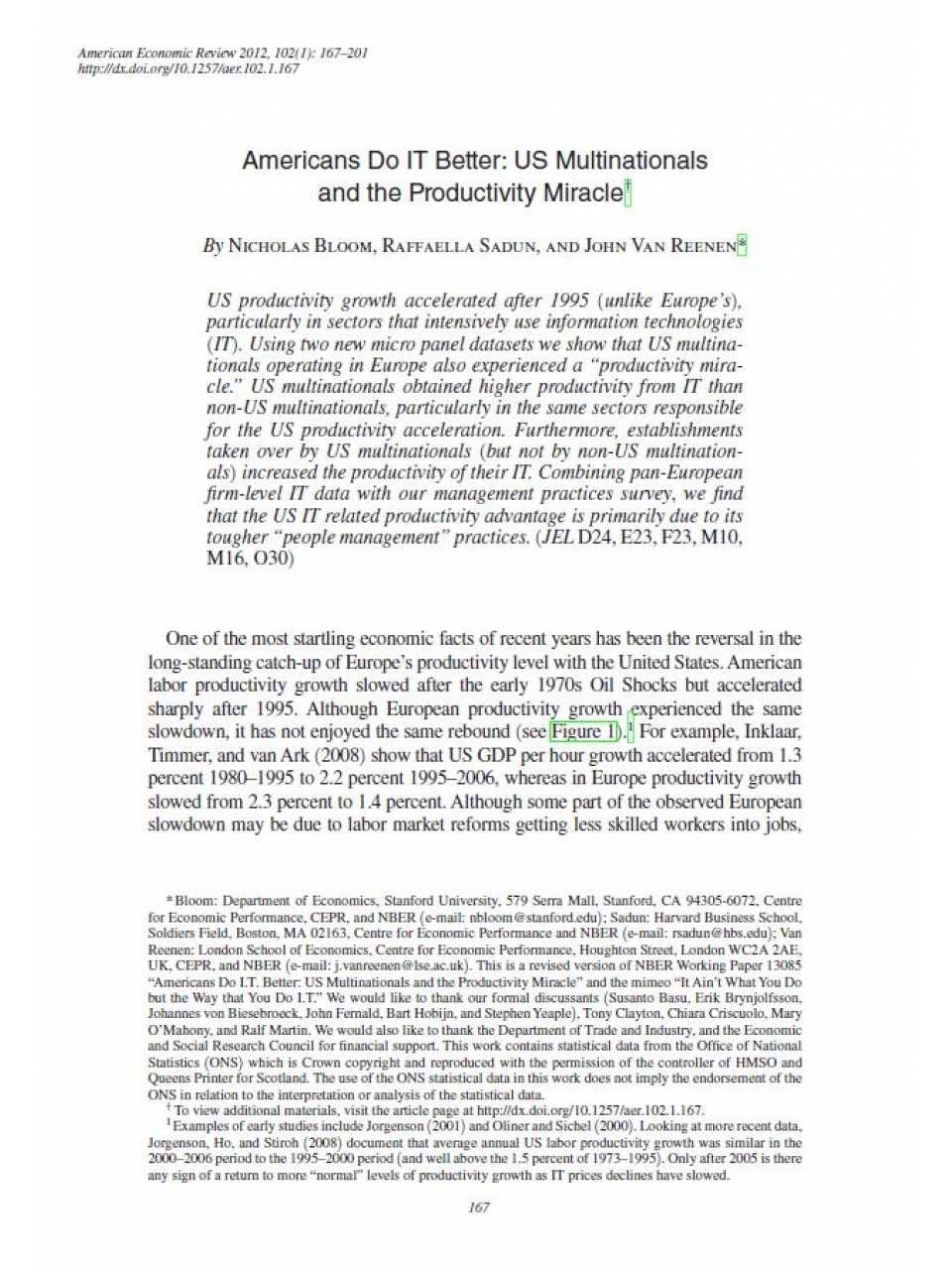 Americans do it better: us multinationals and the productivity miracle