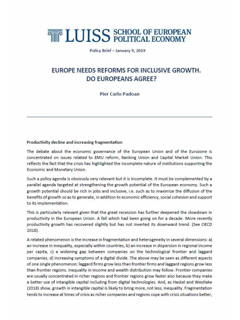 AGGIORNAMENTO PERMANENTEIN PERSON
Preview of the Workshop
"The Outlook for the Economy and Finance"