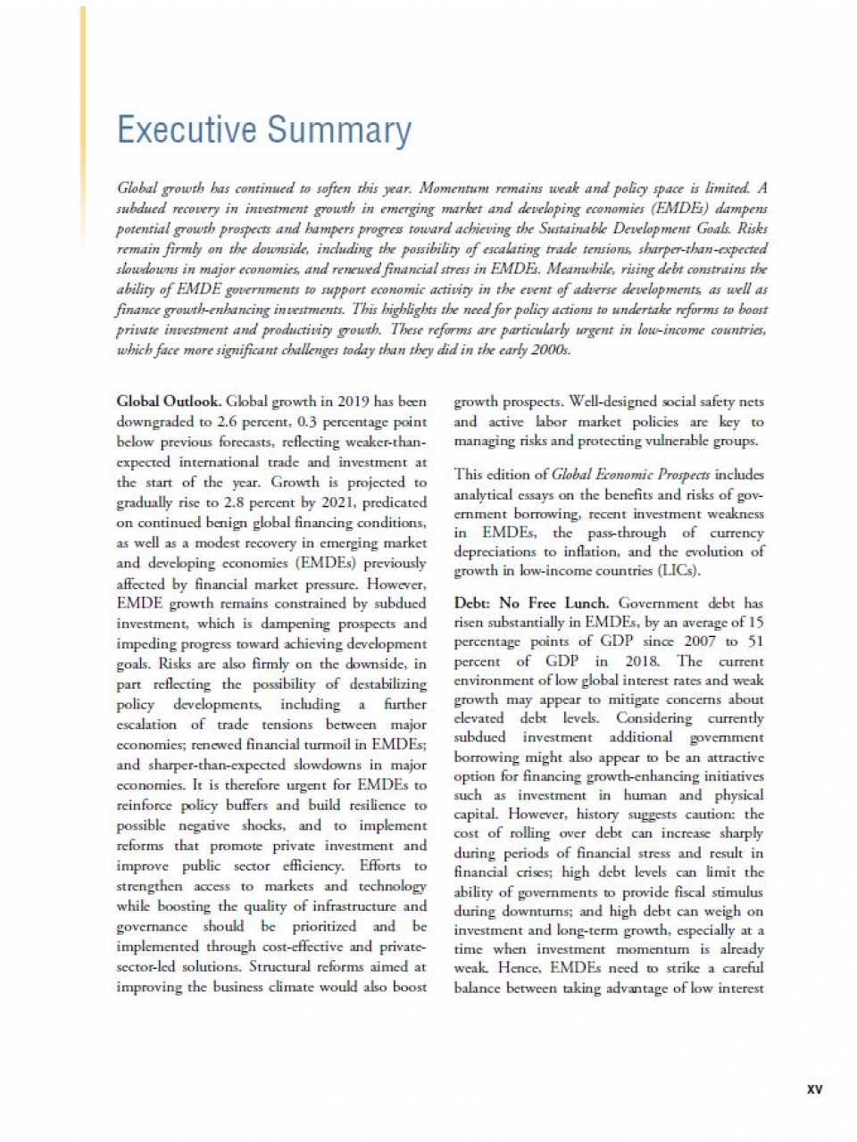 Global economic prospects. Heightened tensions, subdued investment