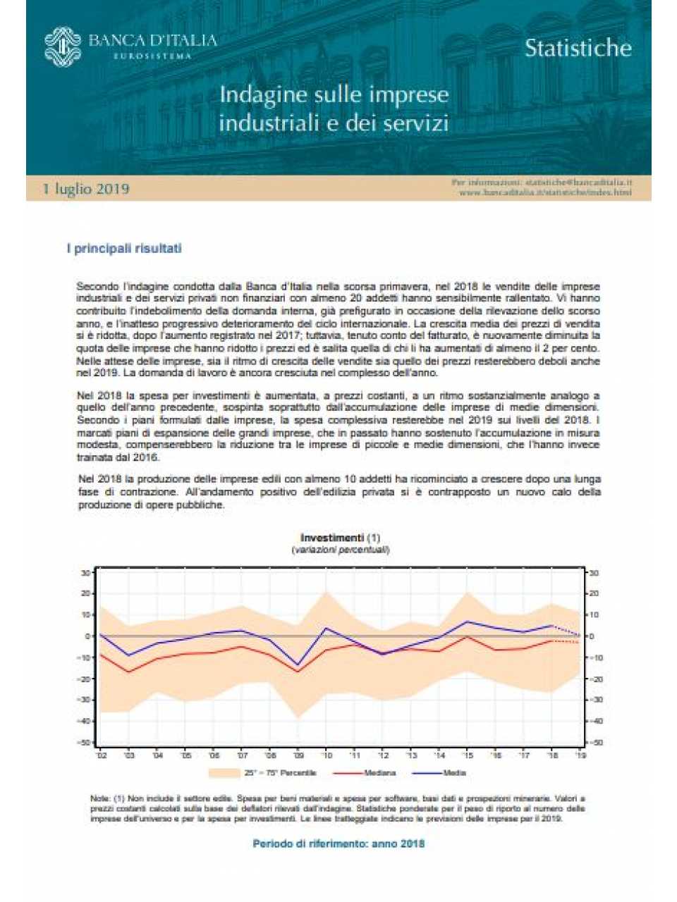 Indagine sulle imprese industriali e dei servizi