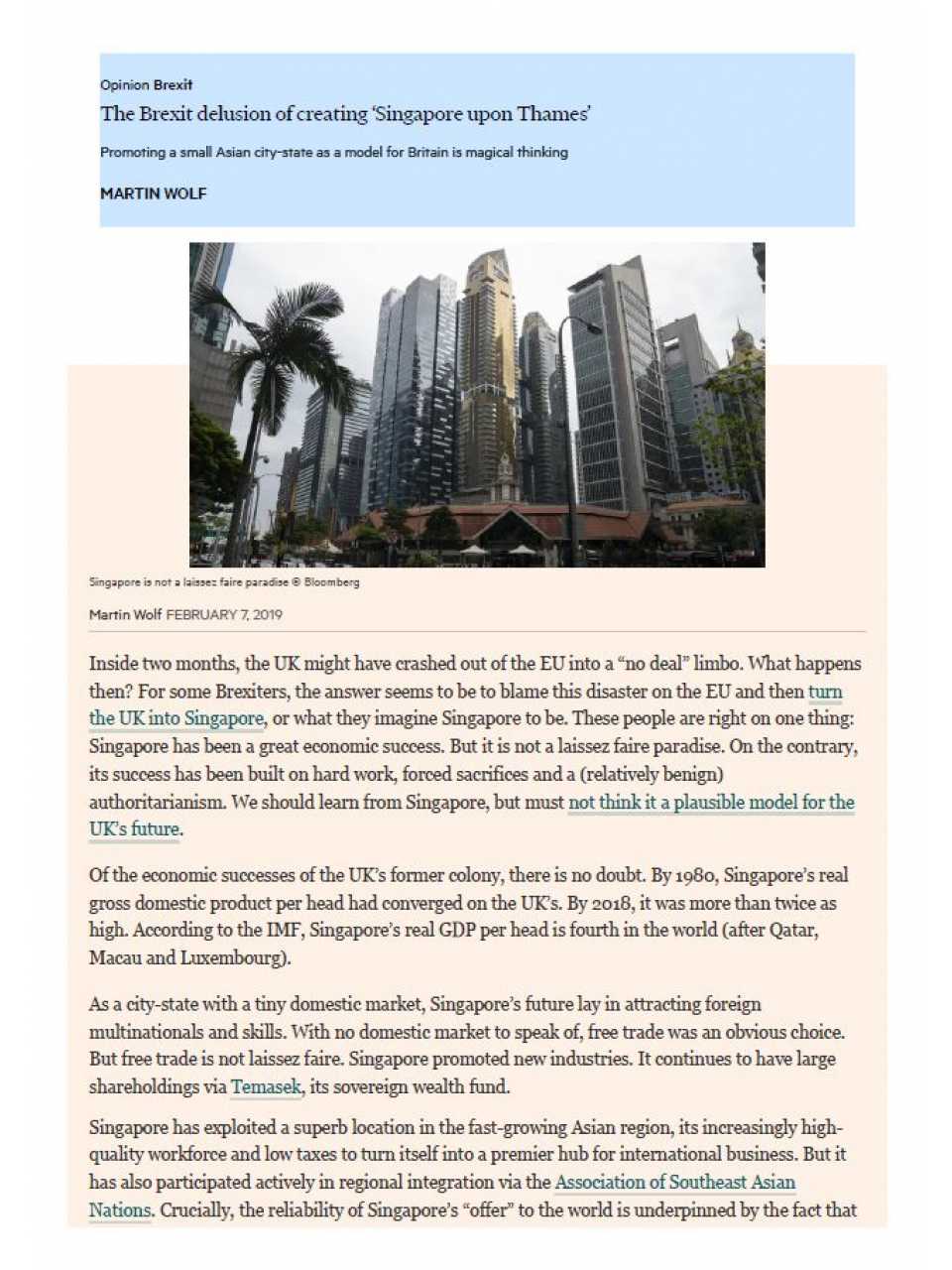 The Brexit delusion of creating “Singapore upon Thames”