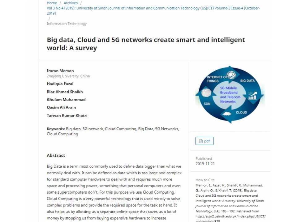 Big data, Cloud and 5G networks create smart and intelligent world: a survey
