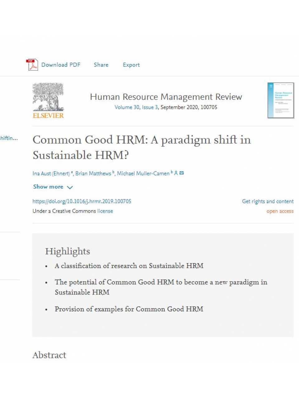 Common good HRM: a paradigm shift in sustainable HRM?