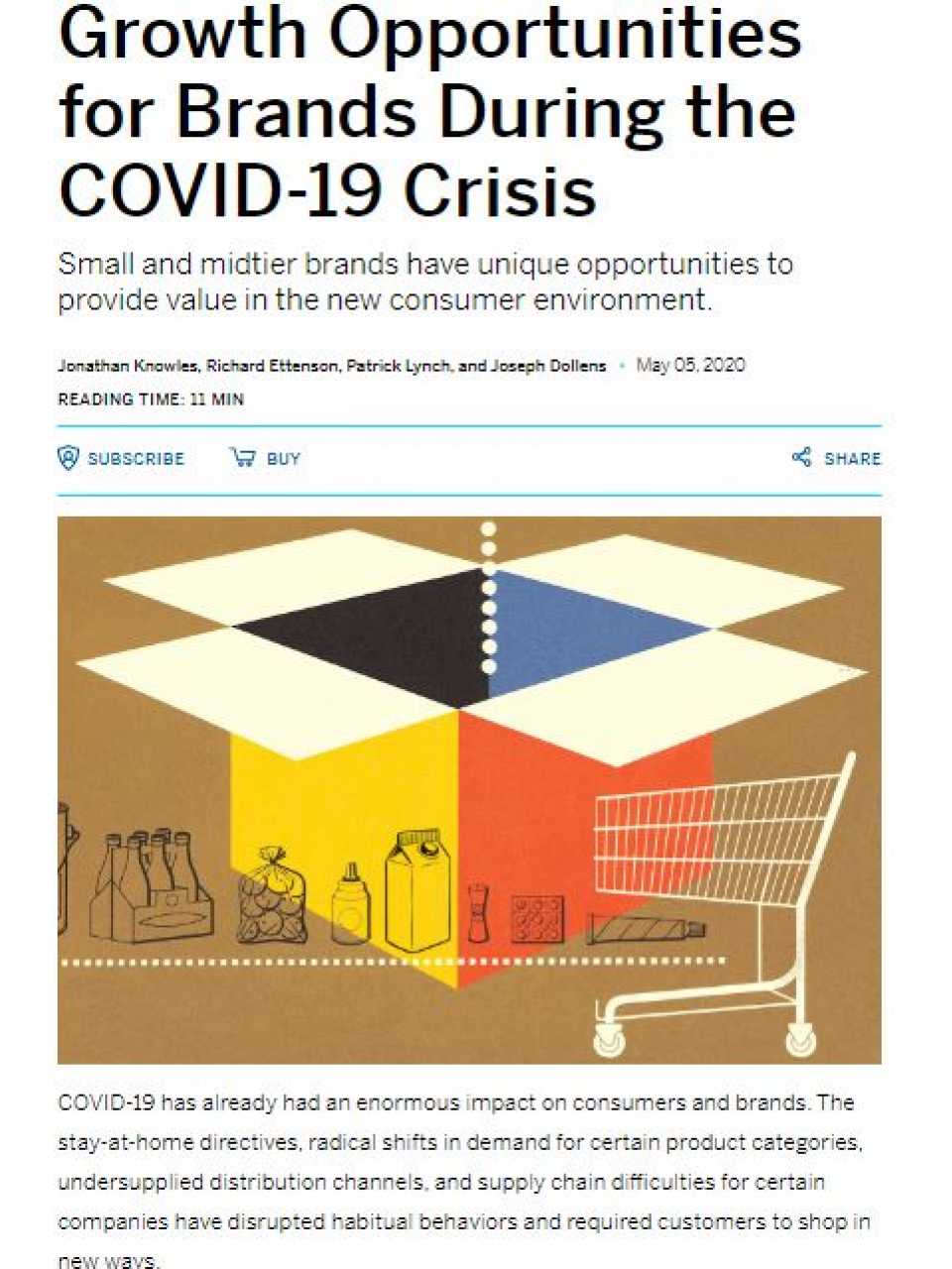 Growth opportunities for brands during the COVID-19 Crisis