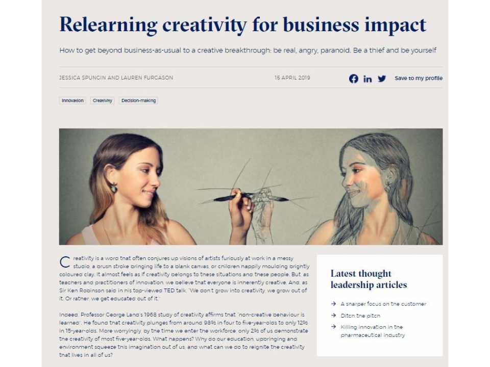 Relearning creativity for business impact