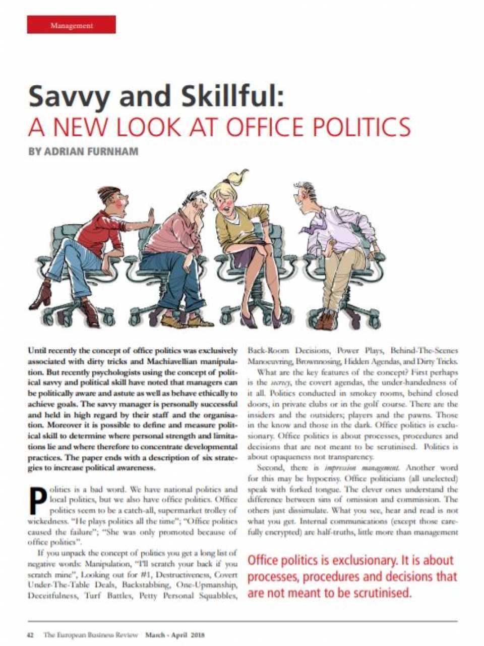 Savvy and Skillful: a new look at office politics