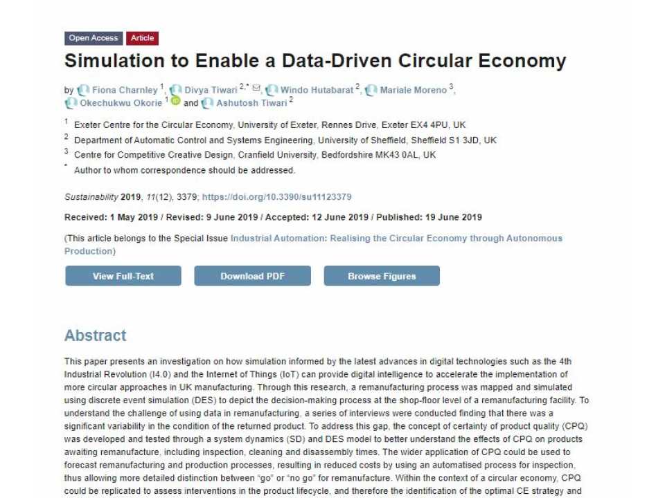 Simulation to enable a data-driven circular economy