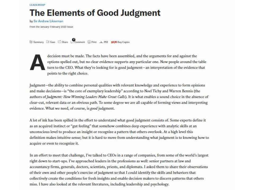 The Elements of Good Judgment