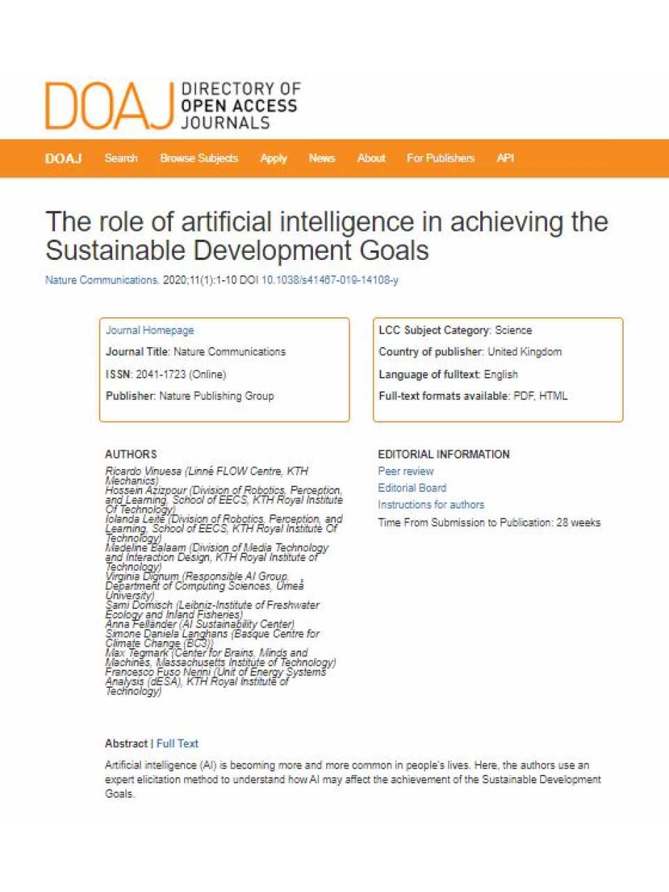 The role of artificial intelligence in achieving the sustainable development goals