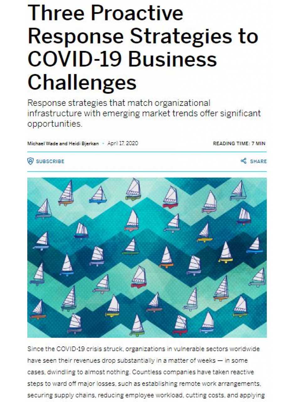 Three proactive response strategies to COVID-19 business challenges