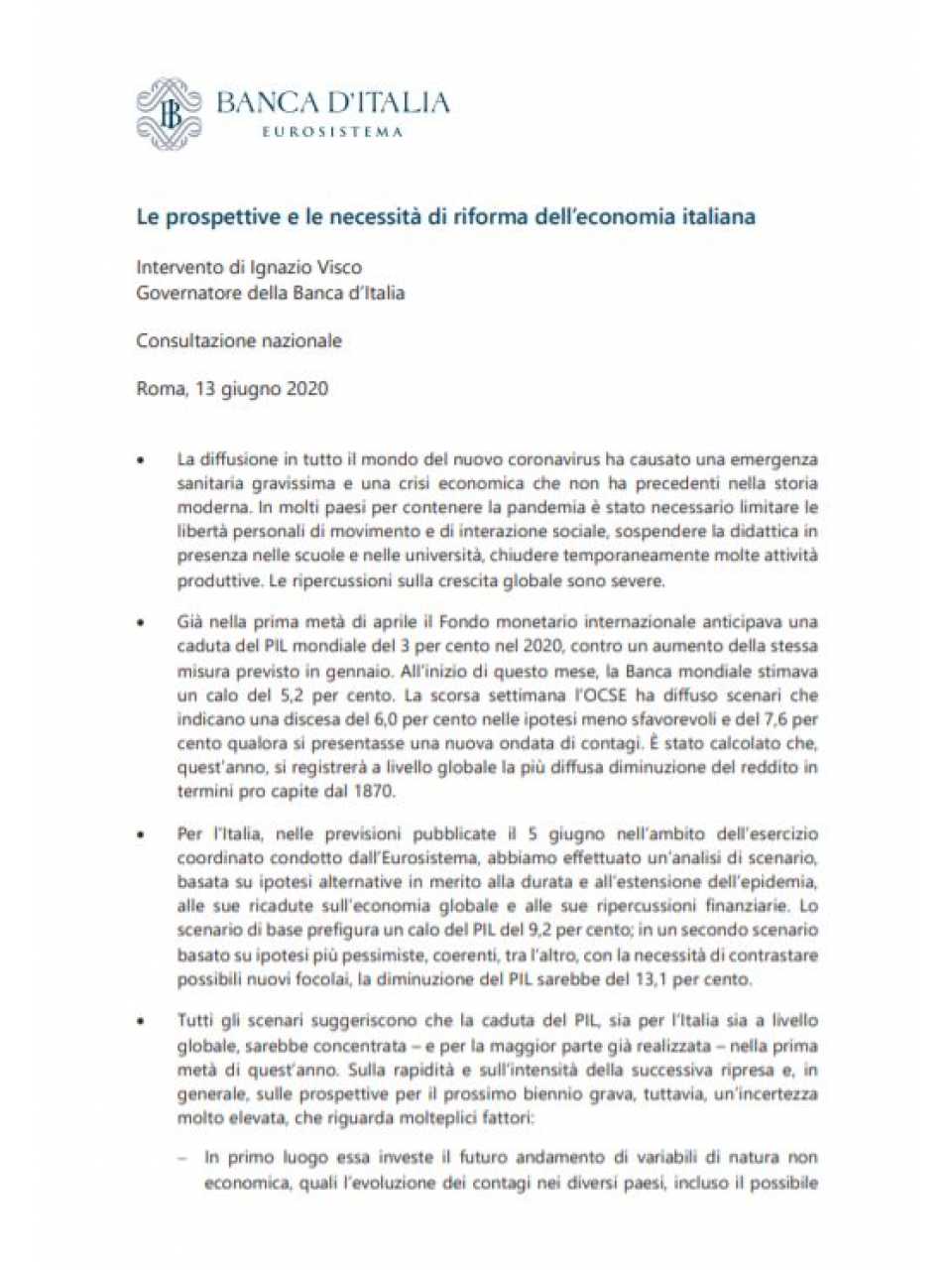 Le prospettive e le necessità di riforma dell'economia italiana