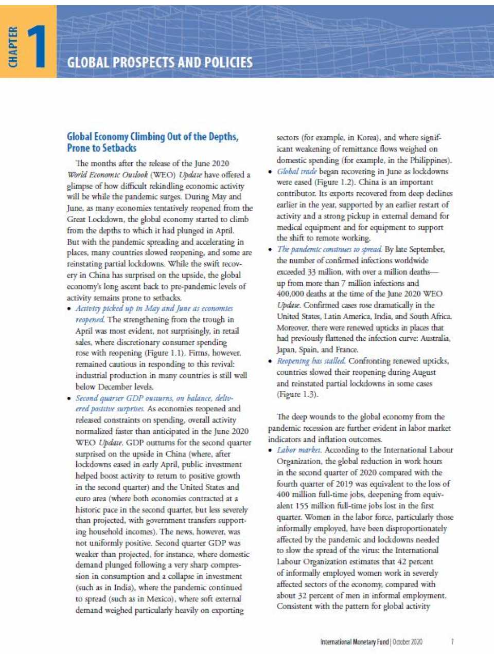 Global prospects and policies