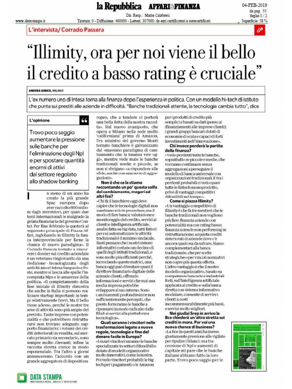 Illimity, ora per noi viene il bello il credito a basso rating è cruciale