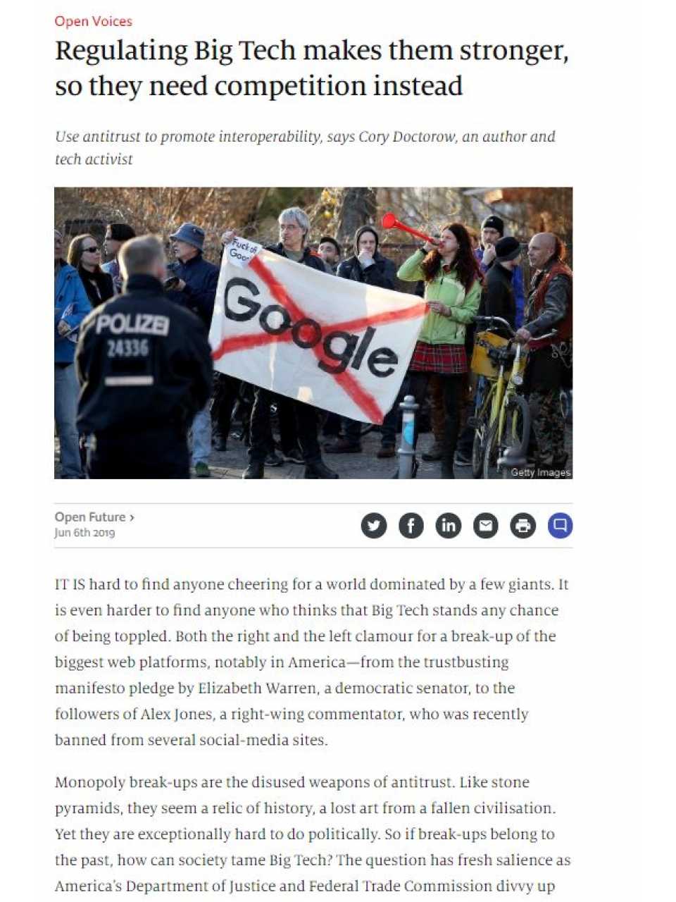 Regulating Big Tech makes them stronger, so they need competition instead