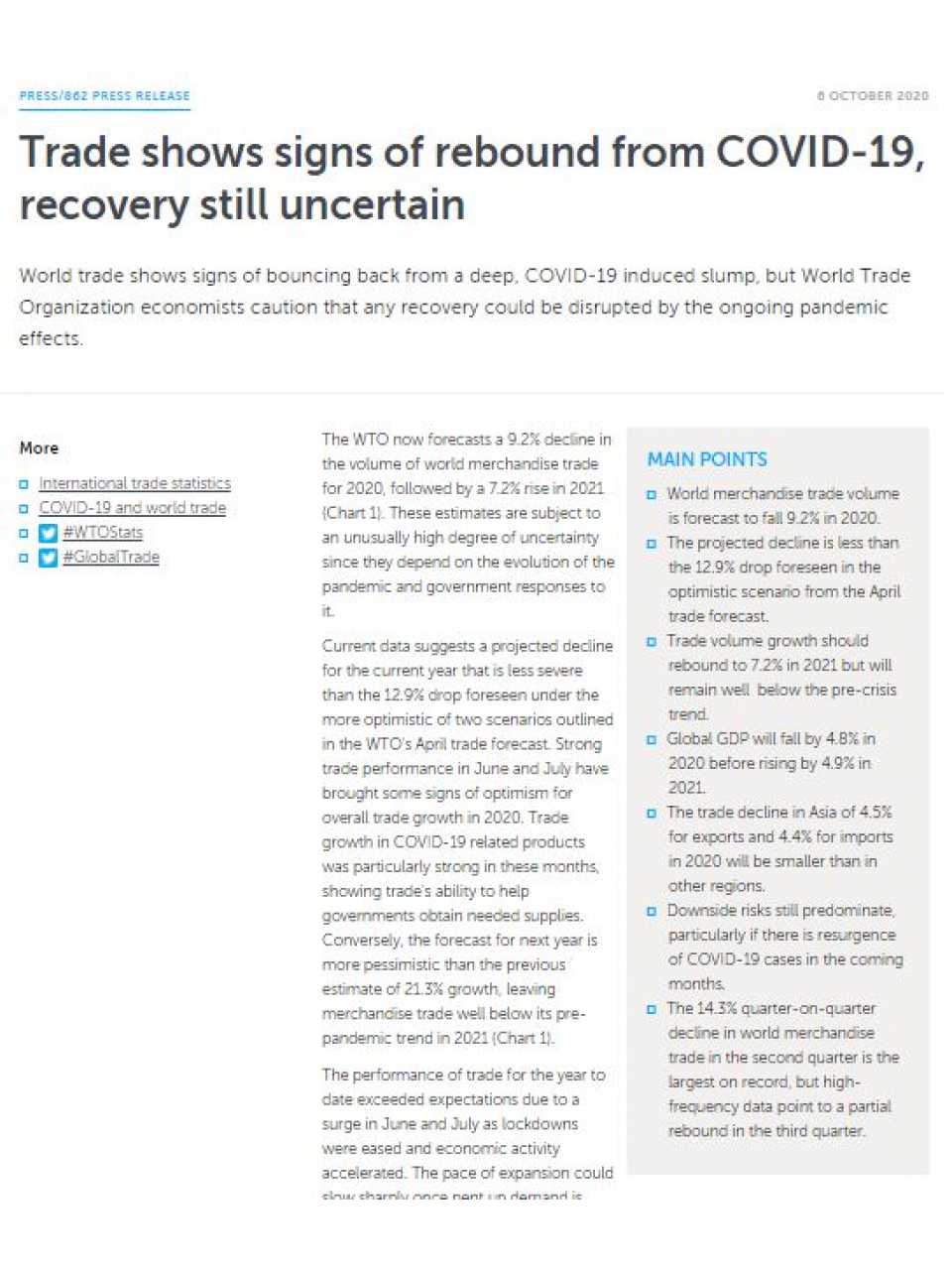 Trade shows signs of rebound from COVID-19, recovery still uncertain