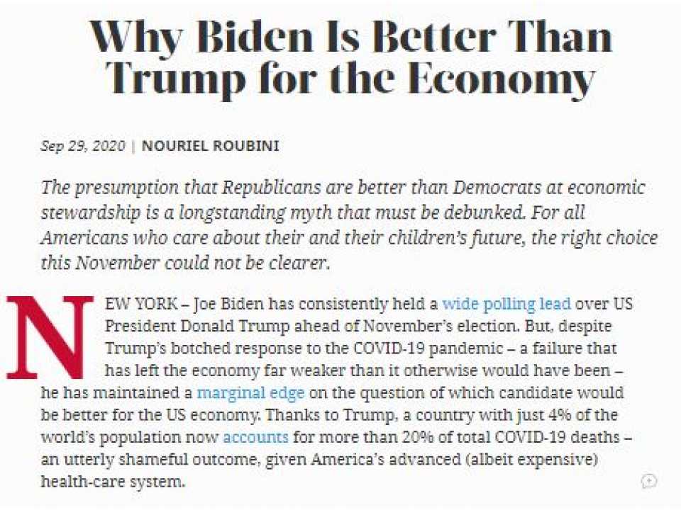 Why Biden Is Better Than Trump for the Economy