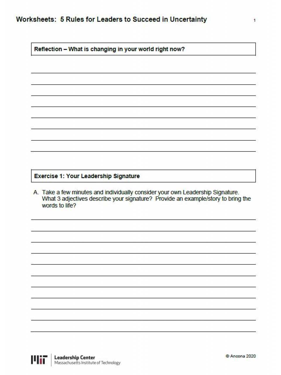 Leadership Worksheets