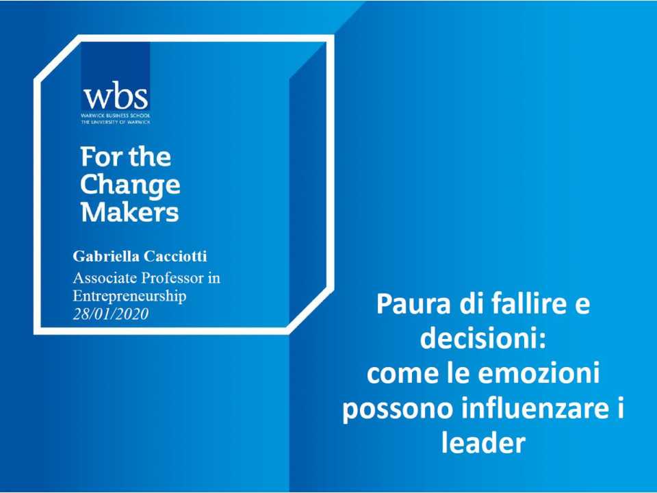 AGGIORNAMENTO PERMANENTEVIA WEBPaura di fallire e decisioni: come le emozioni possono influenzare i leader