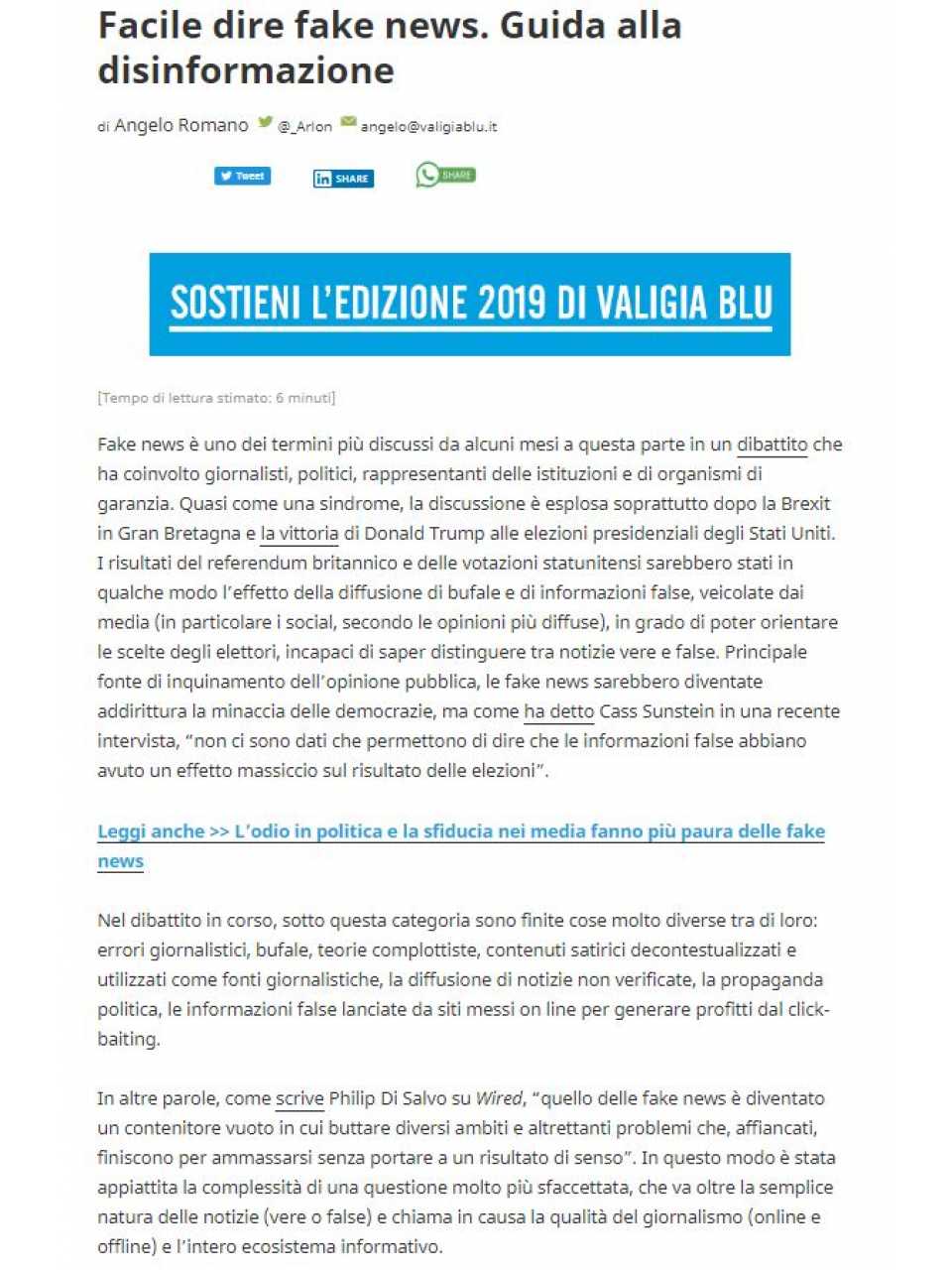 Facile dire fake news. Guida alla disinformazione
