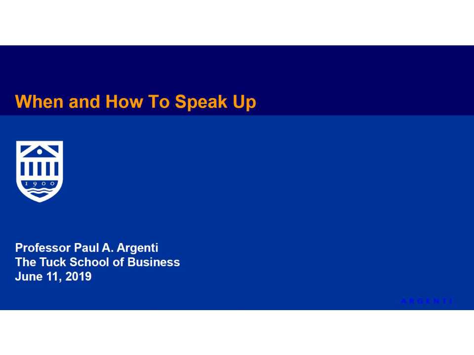 When and How To Speak Up