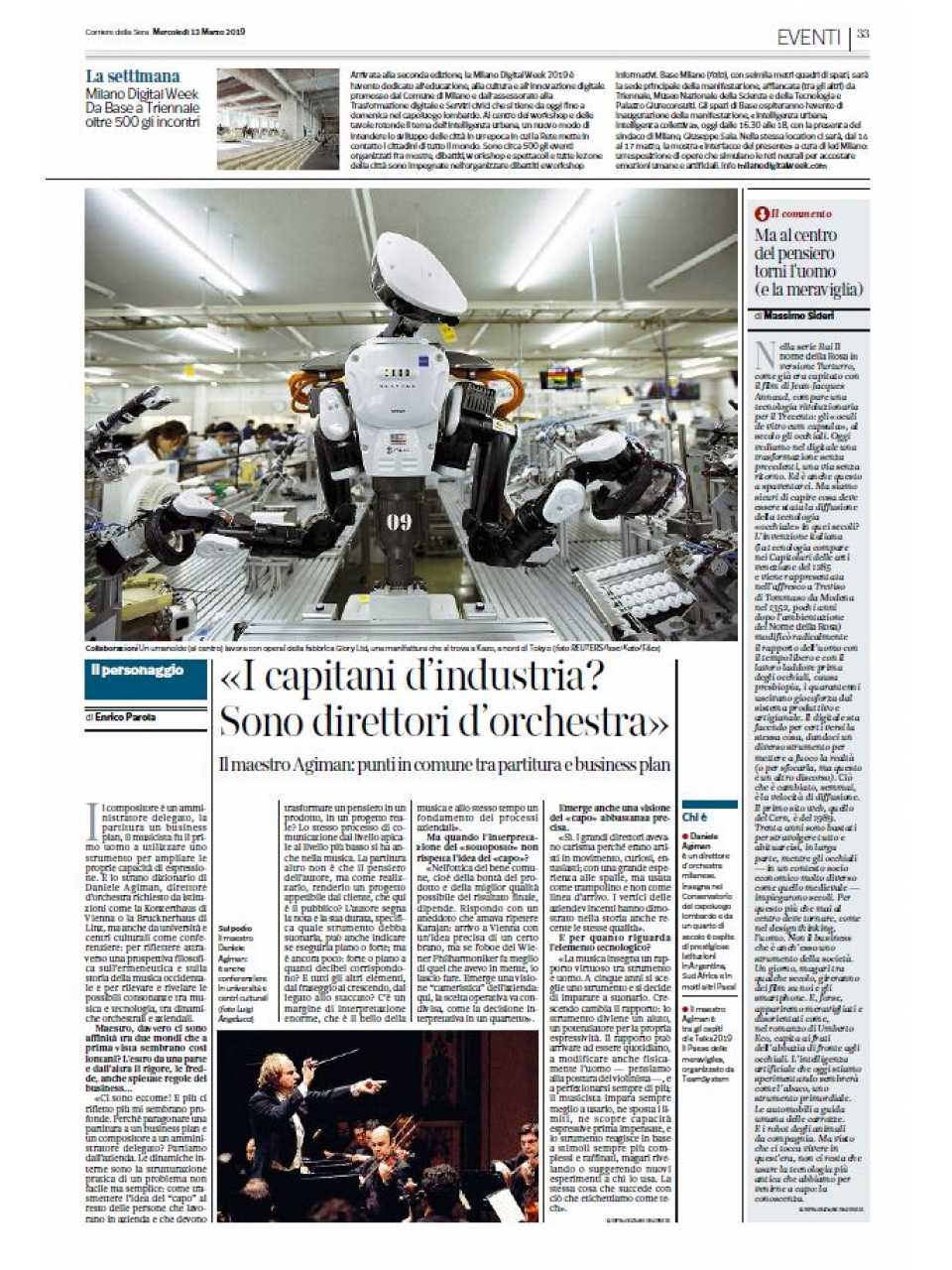 «I capitani d’industria? Sono direttori d’orchestra» Il maestro Agiman: punti in comune tra partitura e business plan