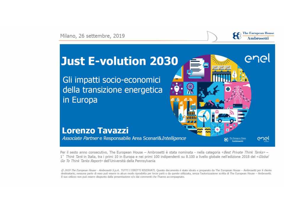 Just E-volution 2030. Gli impatti socio-economici della transizione energetica in Europa