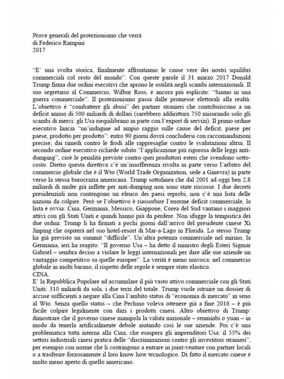 Prove generali del protezionismo che verrà
