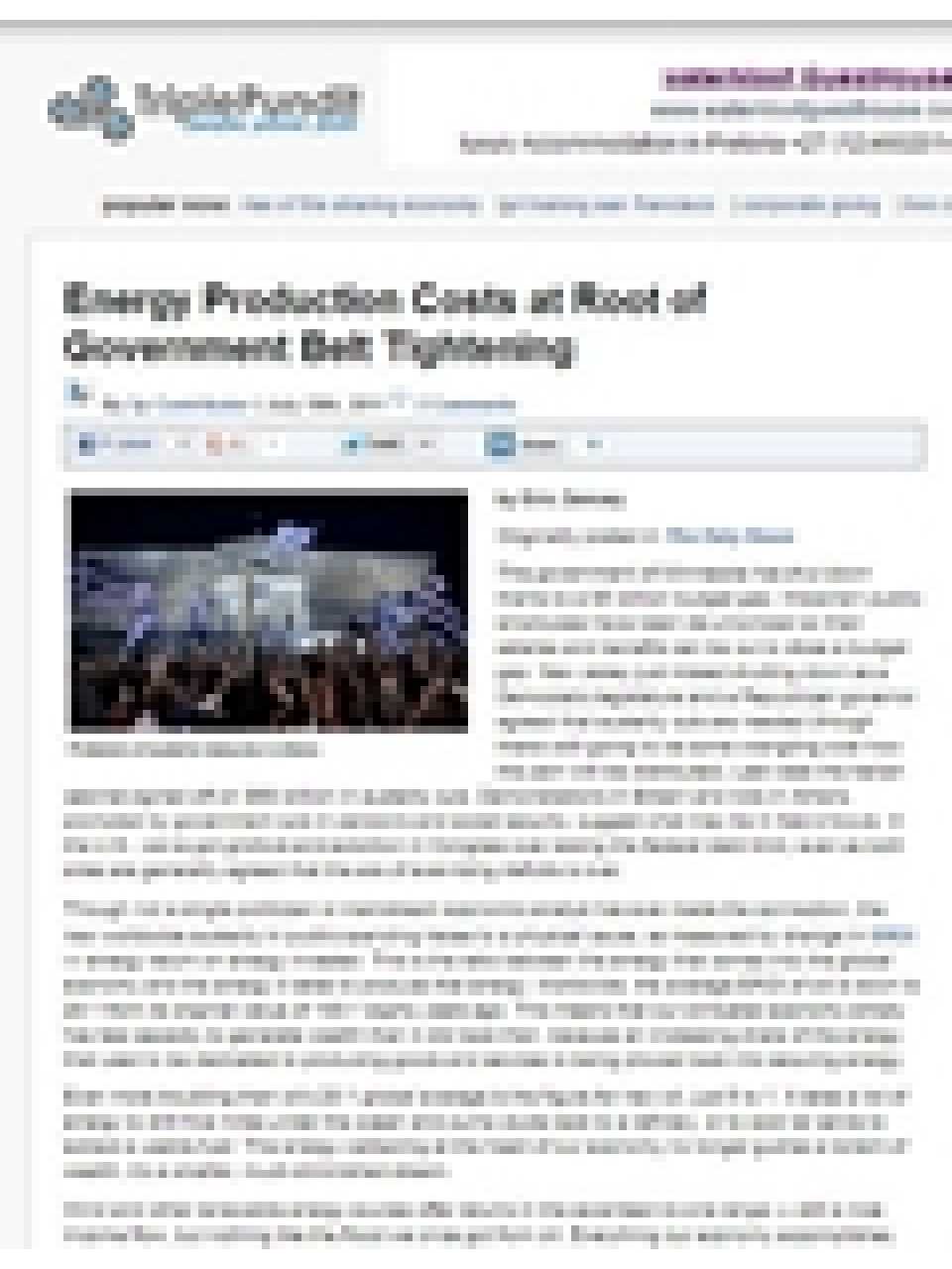 Energy production costs at root of government belt tightening