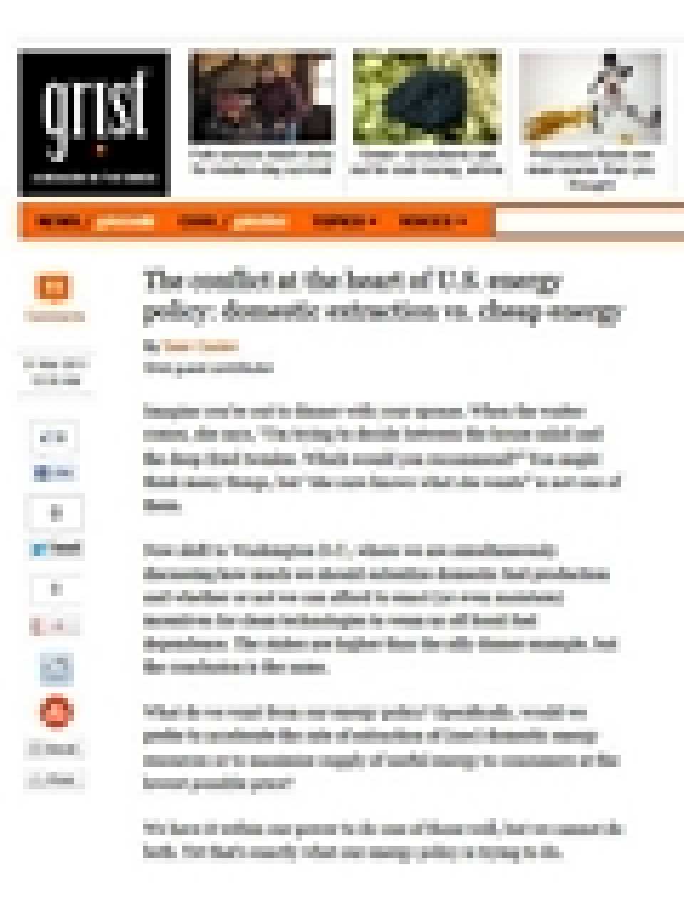 Energy Efficiency - The conflict at the heart of U.S. energy policy: domestic extraction vs. cheap energy
