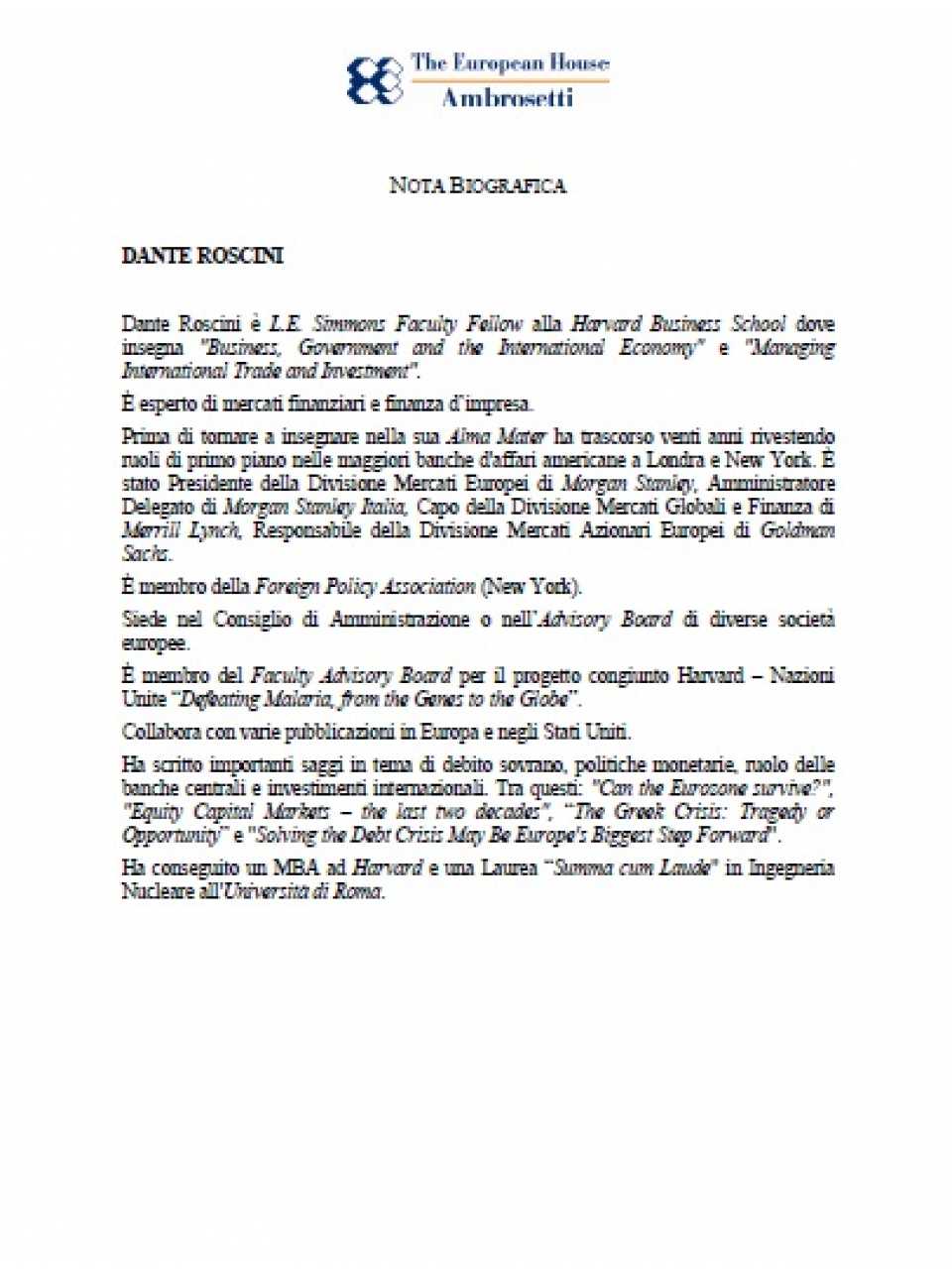 Nota biografica - Dante Roscini