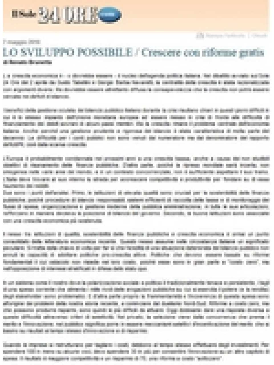 LO SVILUPPO POSSIBILE - Crescere con riforme gratis