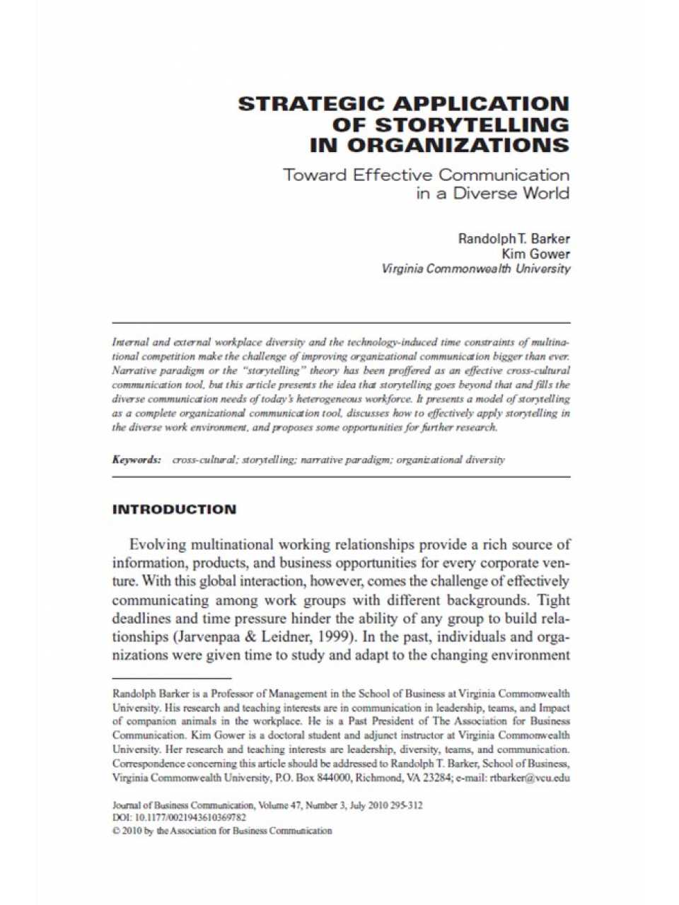 Strategic Application of Storytelling in Organizations