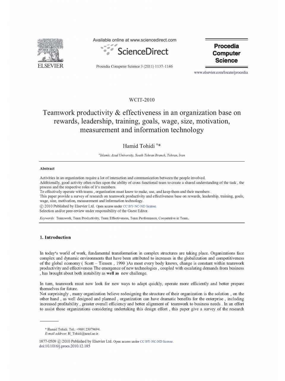 Teamwork productivity & effectiveness