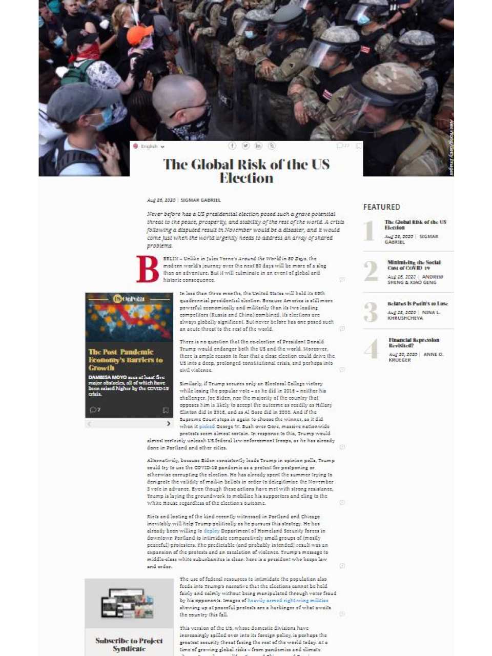 The Global Risk of the US Election