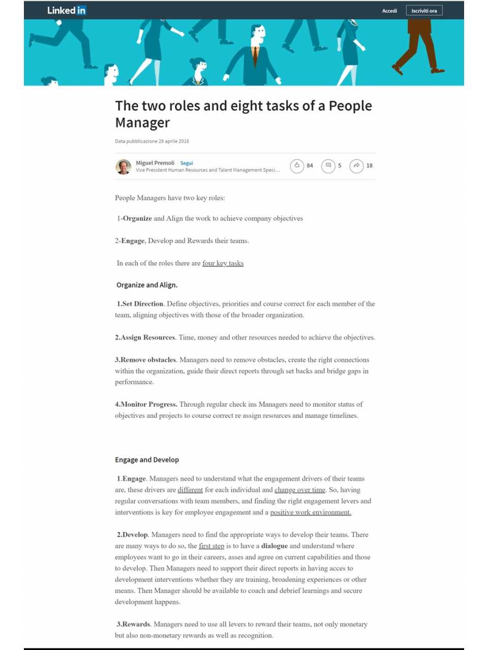The two roles and eight tasks of a People Manager