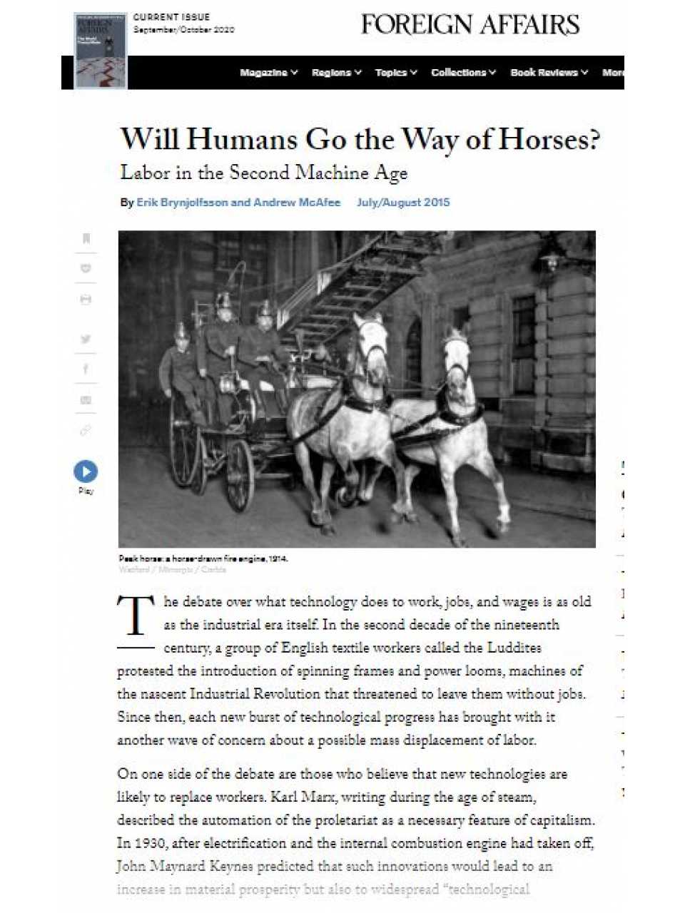 Will Humans Go the Way of Horses?