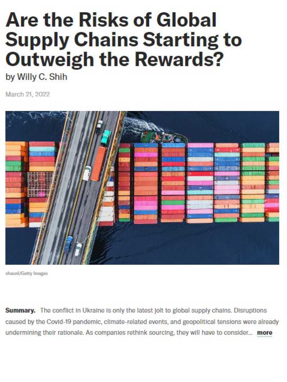 Are the risks of global supply chains starting to outweigh the rewards?
