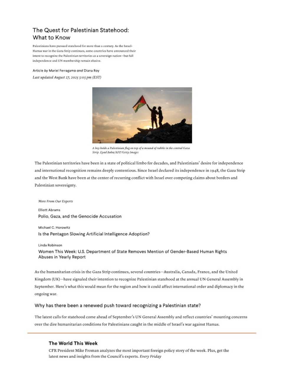 The quest for Palestinian statehood: what to know
