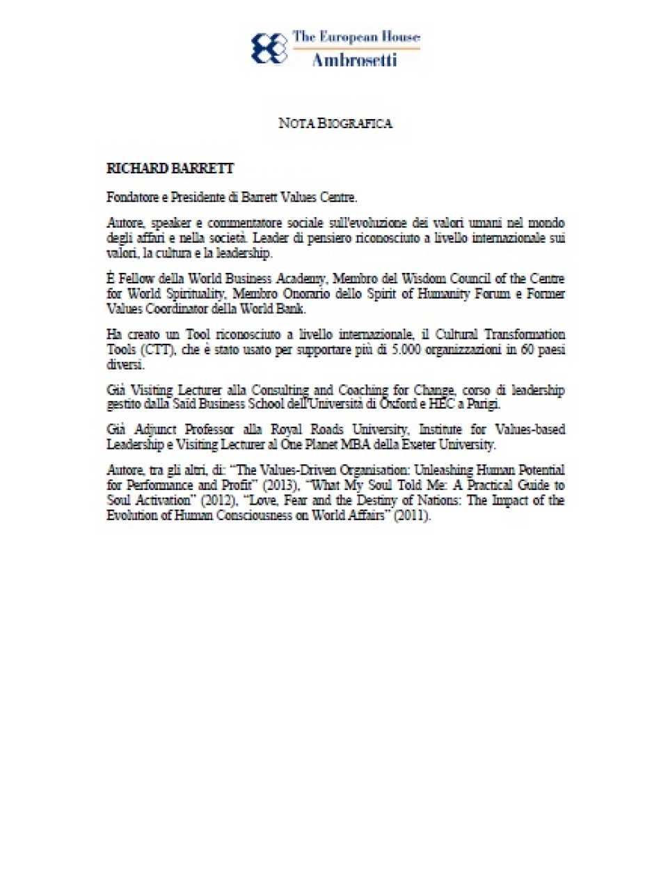 Nota biografica - Richard Barrett