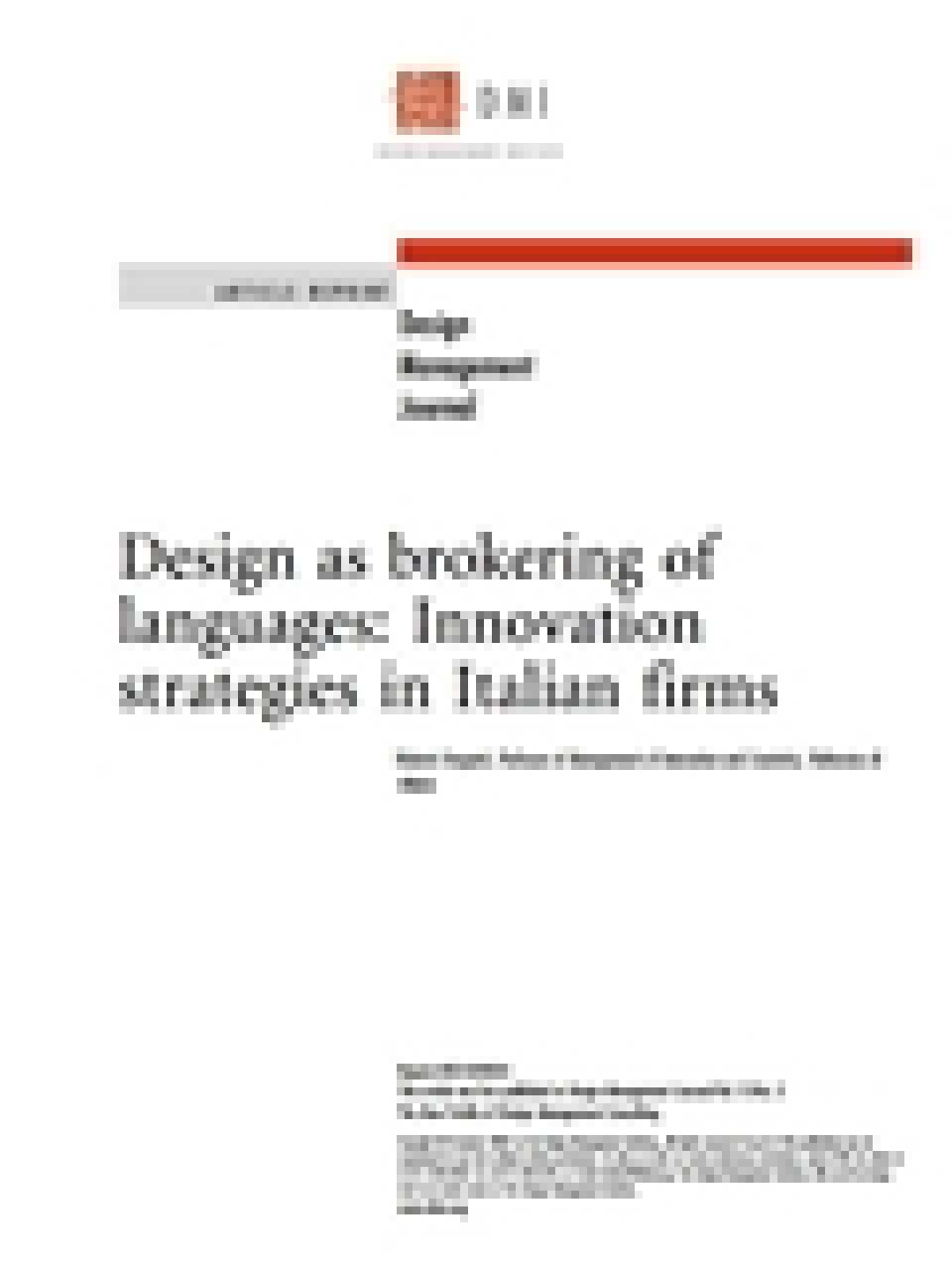 Design as brokering of languages: innovation strategies in italian firms