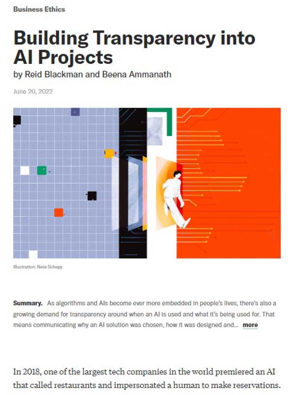Building transparency into AI projects