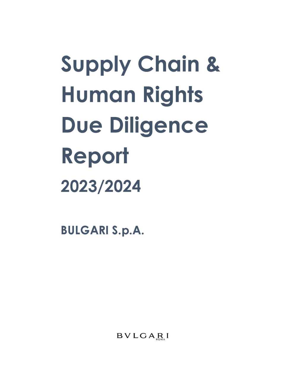 Supply chain & human rights due diligence report 2023/2024