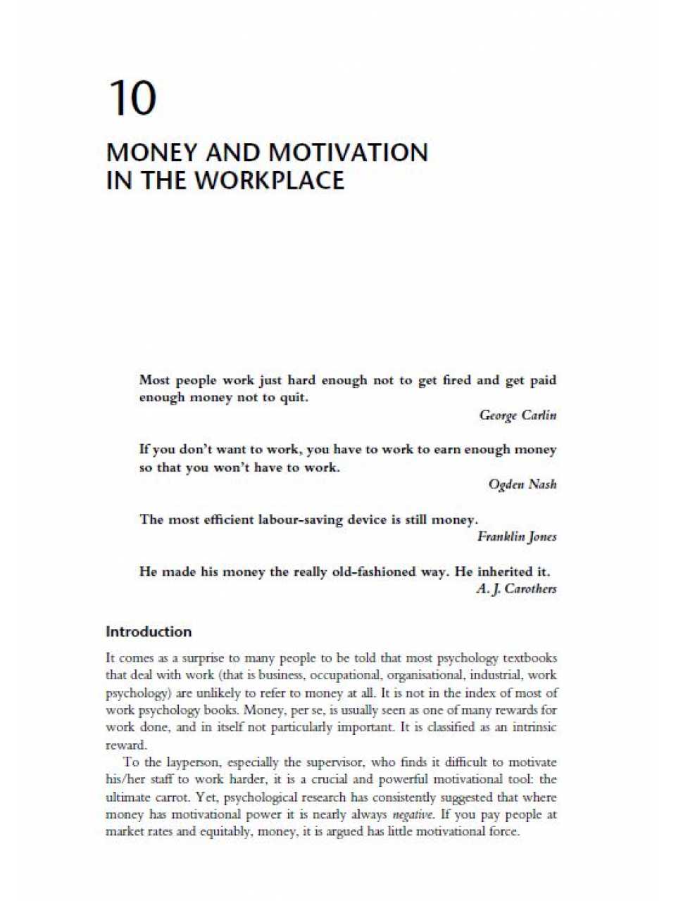 Money and Motivation in the Workplace - The New Psychology of Money