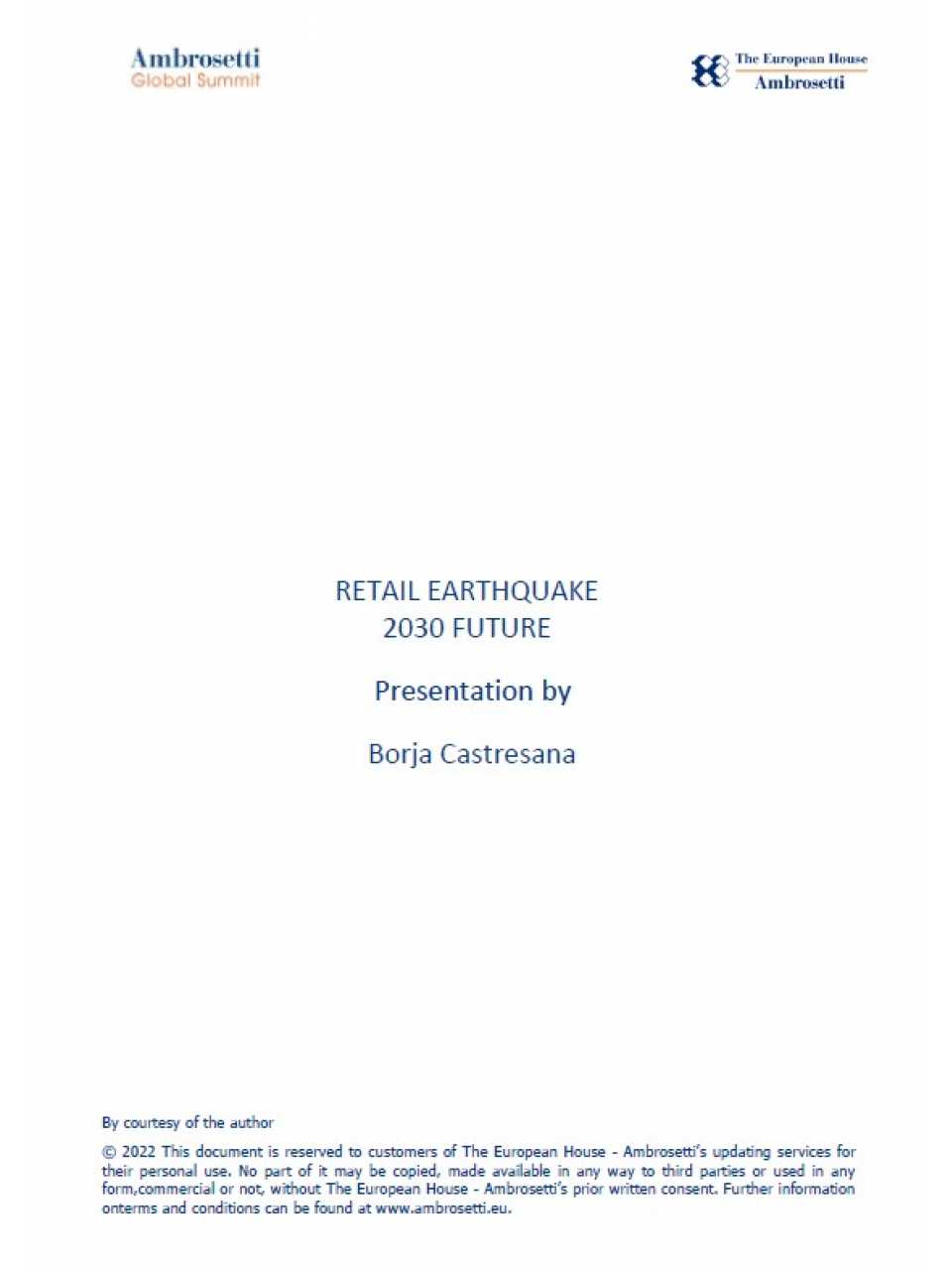 Retail Earthquake. 2030 Future