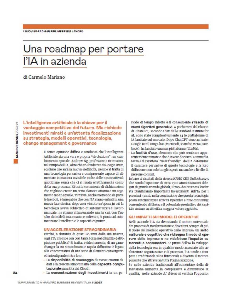 AGGIORNAMENTO PERMANENTEIN PERSON
Lights and shadows on Artificial Intelligence: future developments and impacts on business