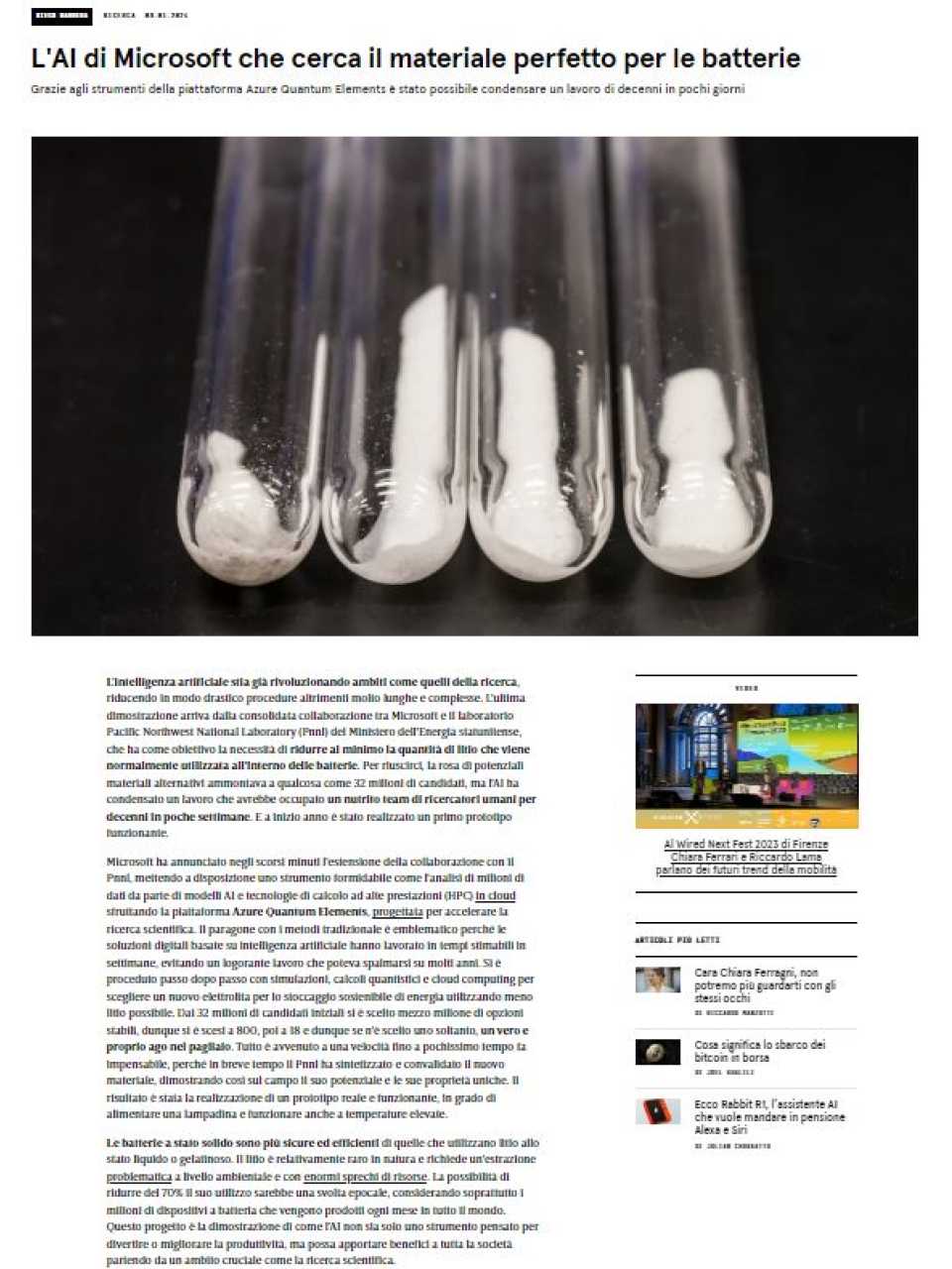 L'AI di Microsoft che cerca il materiale perfetto per le batterie