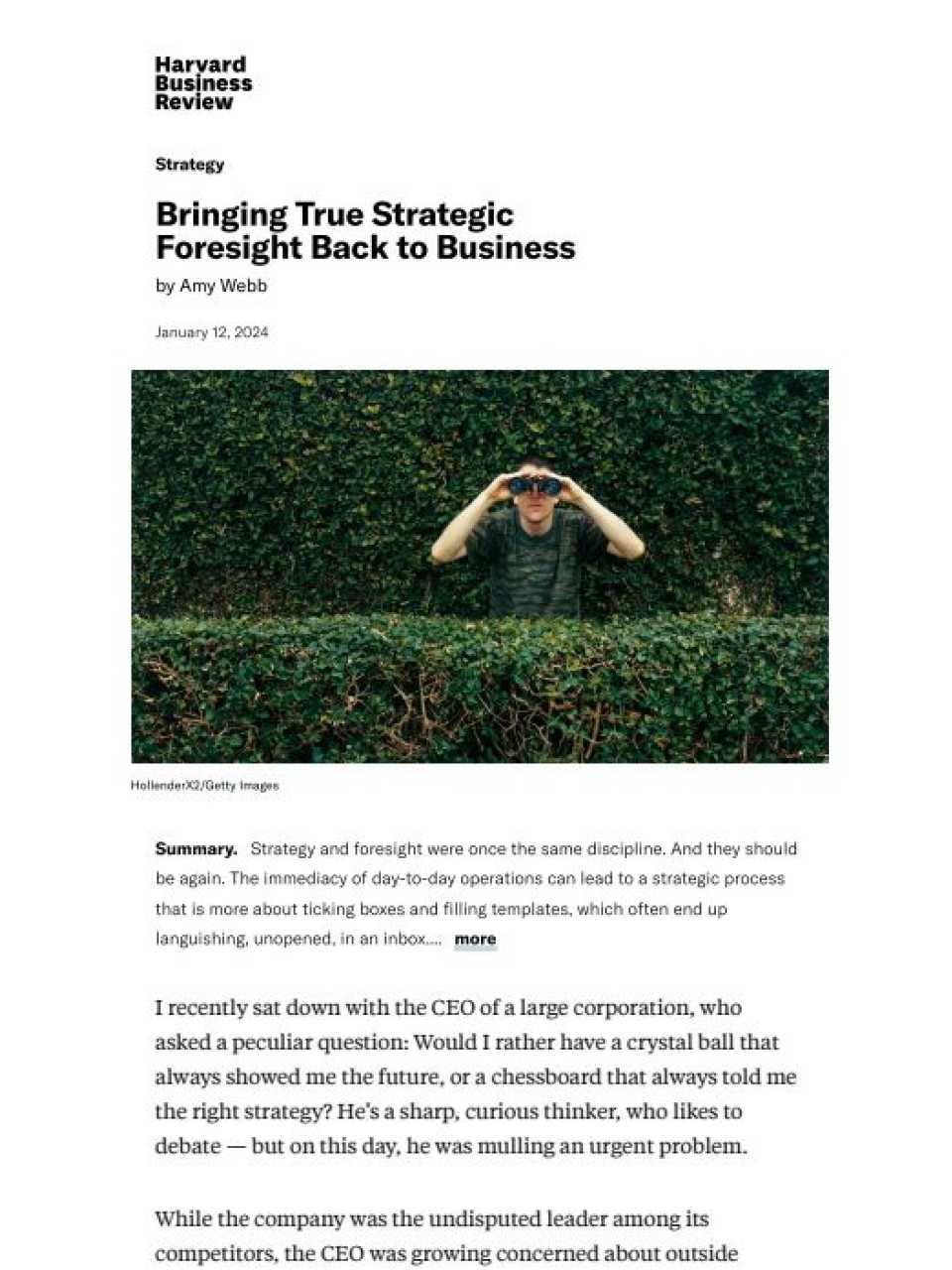 Bringing true strategic foresight back to business