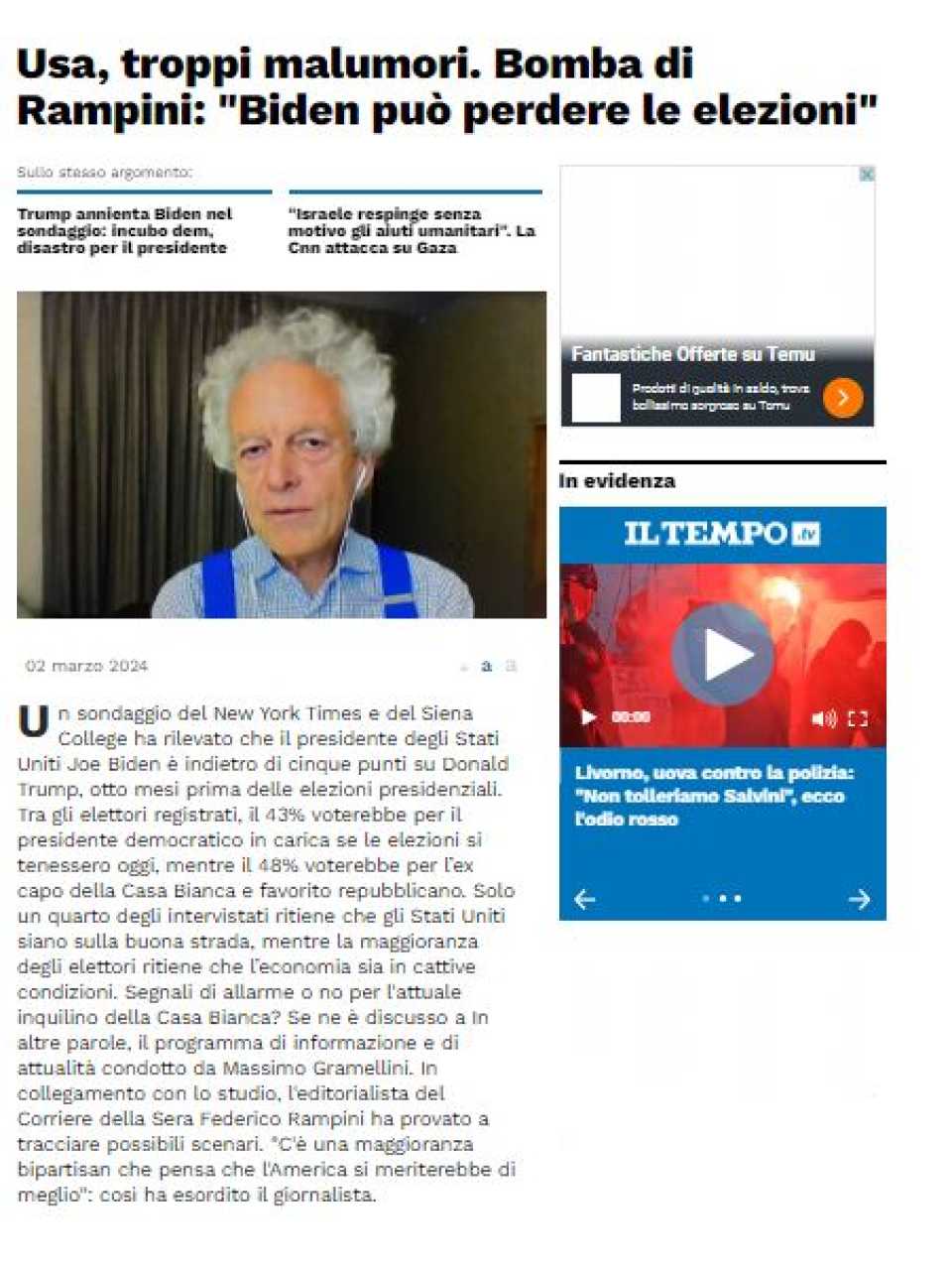 Usa, troppi malumori. Bomba di Rampini: Biden può perdere le elezioni