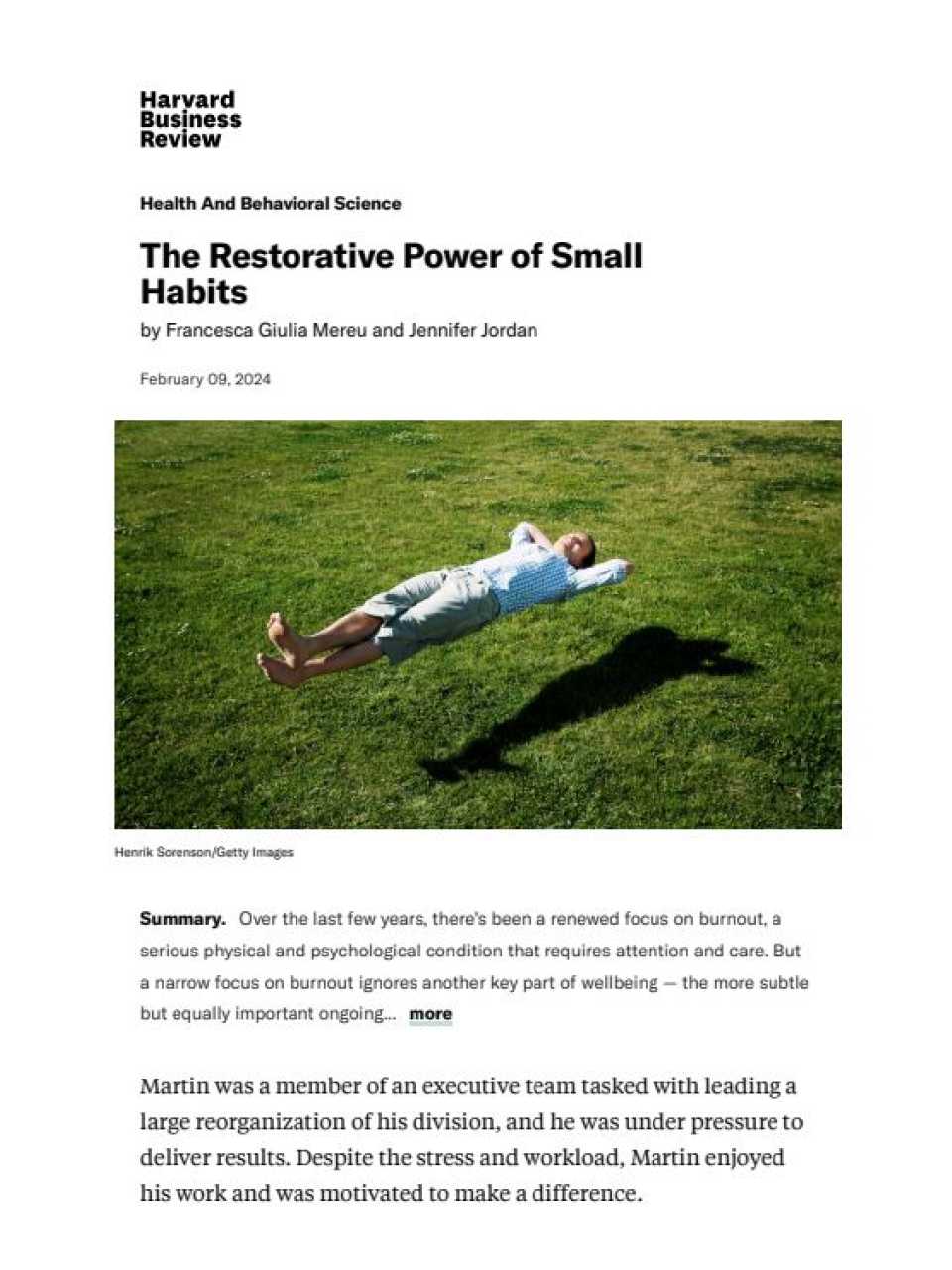 The restorative power of small habits