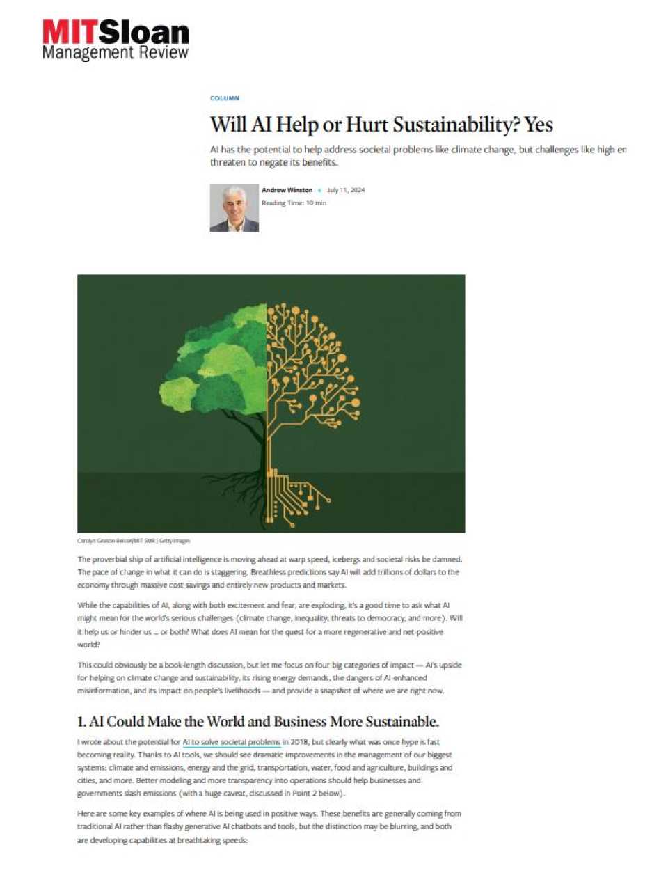 Will AI Help or Hurt Sustainability? Yes